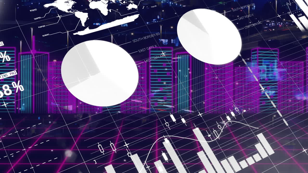 Animation of data processing over city