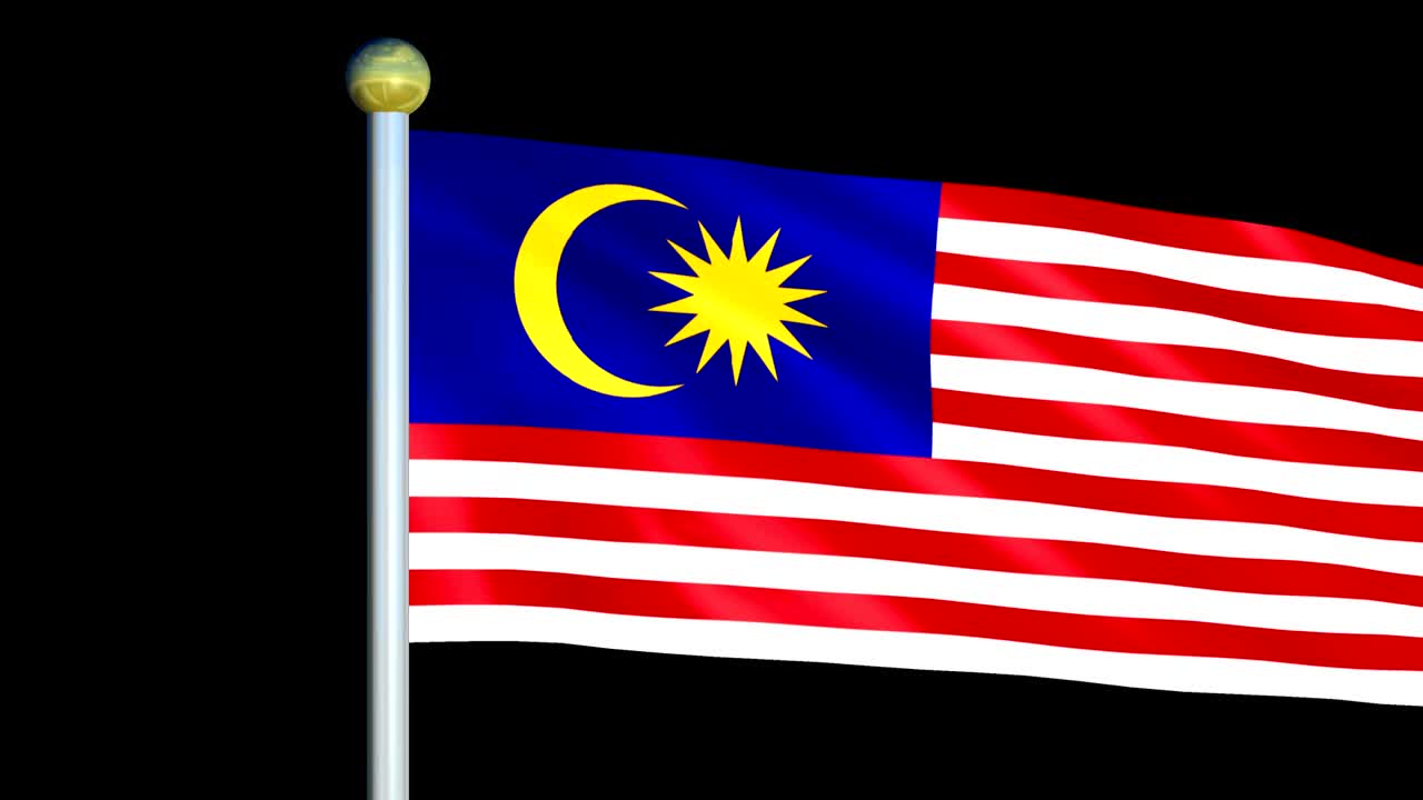 Grande bandiera animata della Malesia in loop.