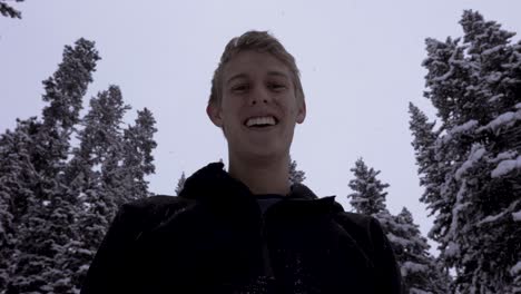 hiker in banff, alberta canada, snowy season, 4k