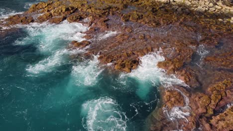 Aerial-view-of-stunning-rock-formations-on-the-coast-of-Tenerife,-Spain