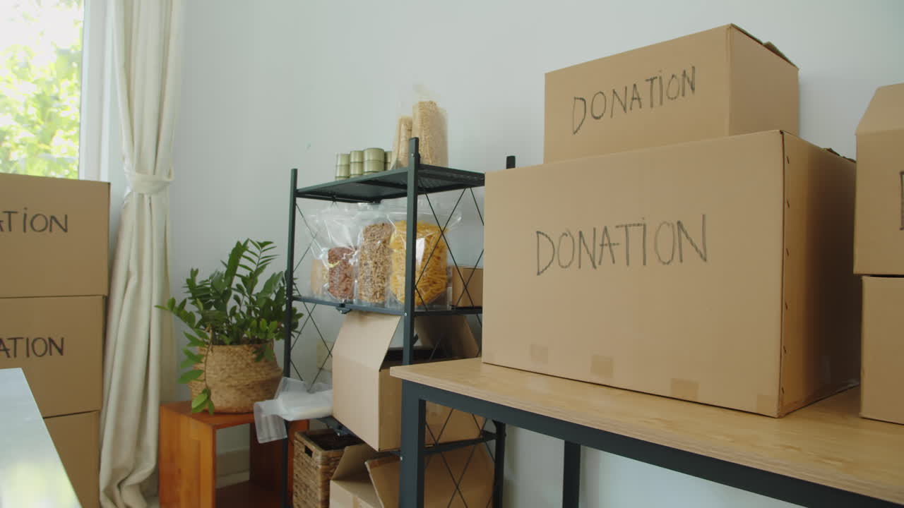 Storage Room with Boxes in Donation Center