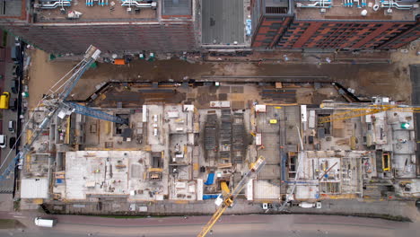 top view of a building development and construction site in gdansk