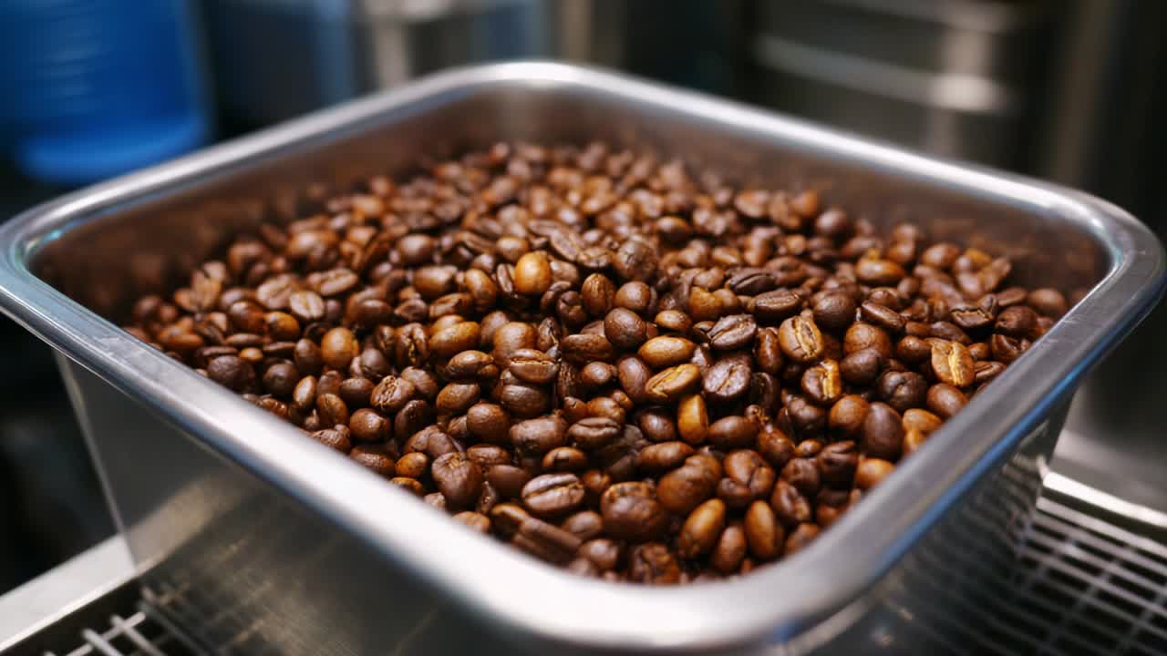 Coffee Beans in a Metal Tray
