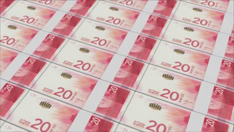 20 israeli new shekel banknotes printed by a money press