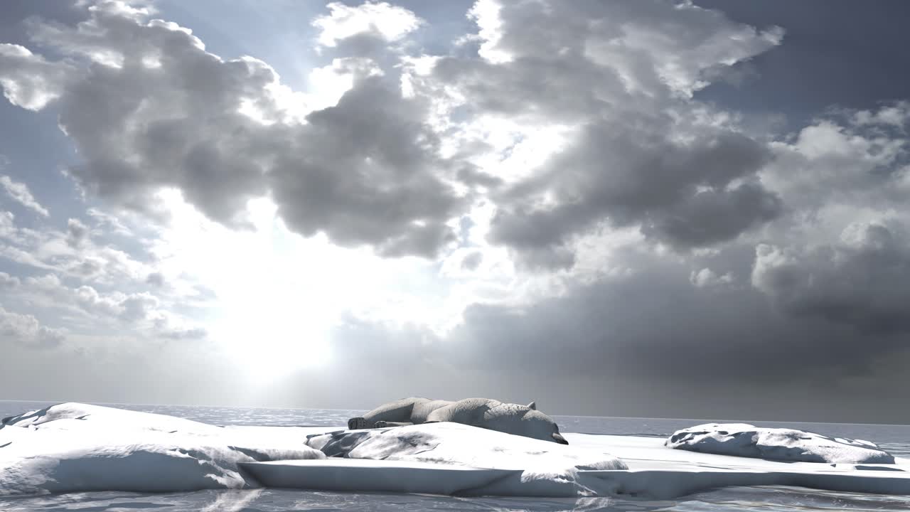 녹는 얼음 위의 북극곰