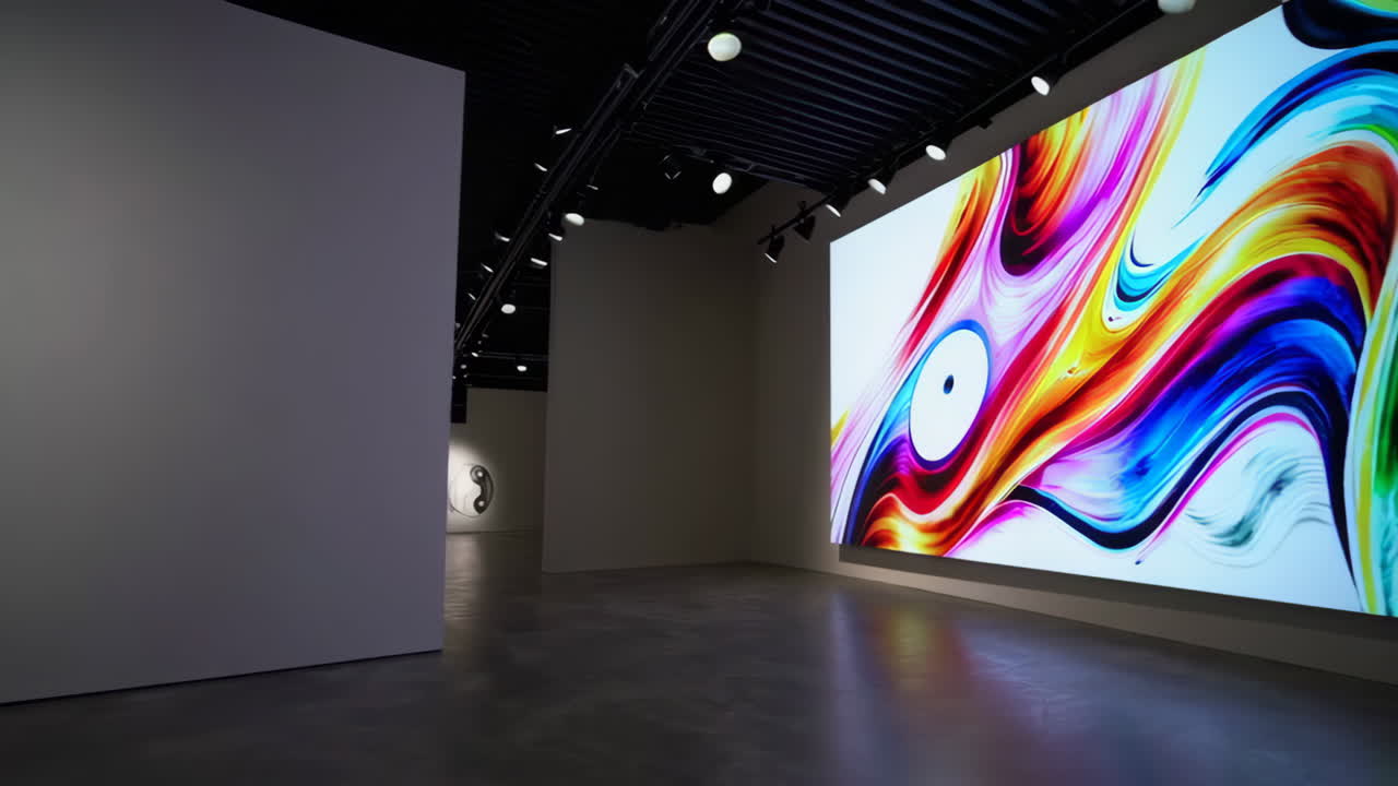 Modern Art Exhibition in a Gallery