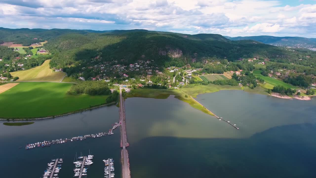 공중 영상 아름다운 노르웨이의 자연.