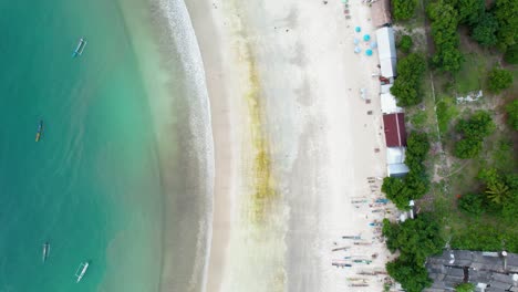 aerial view of selong belanak, tropical island with sandy beach