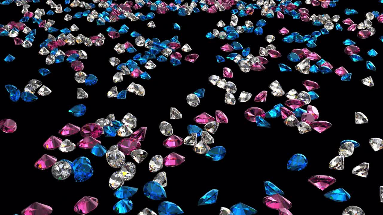 투명한 배경에 파란색, 분홍색 및 무색 토파즈