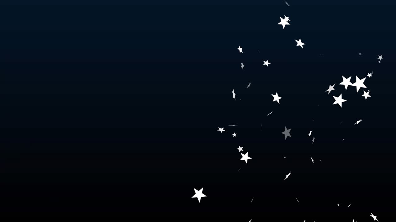 Golden sparkles growing, white star cluster moving inward, swirling then dispersing across gradient