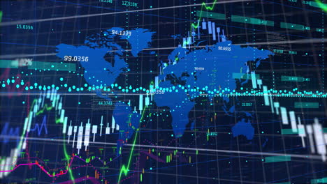 animation of financial data processing over world map