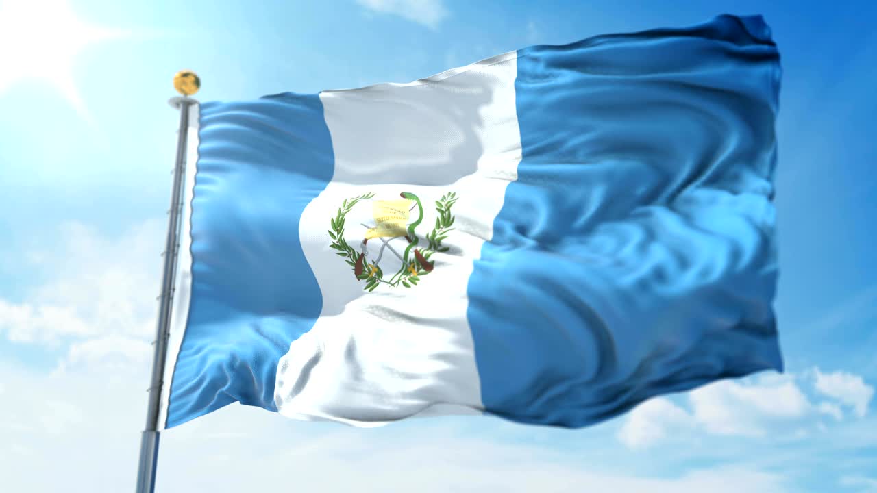 bandera de guatemala bucle sin costuras vídeo de renderización 3d. hermoso bucle de tela textil agitando