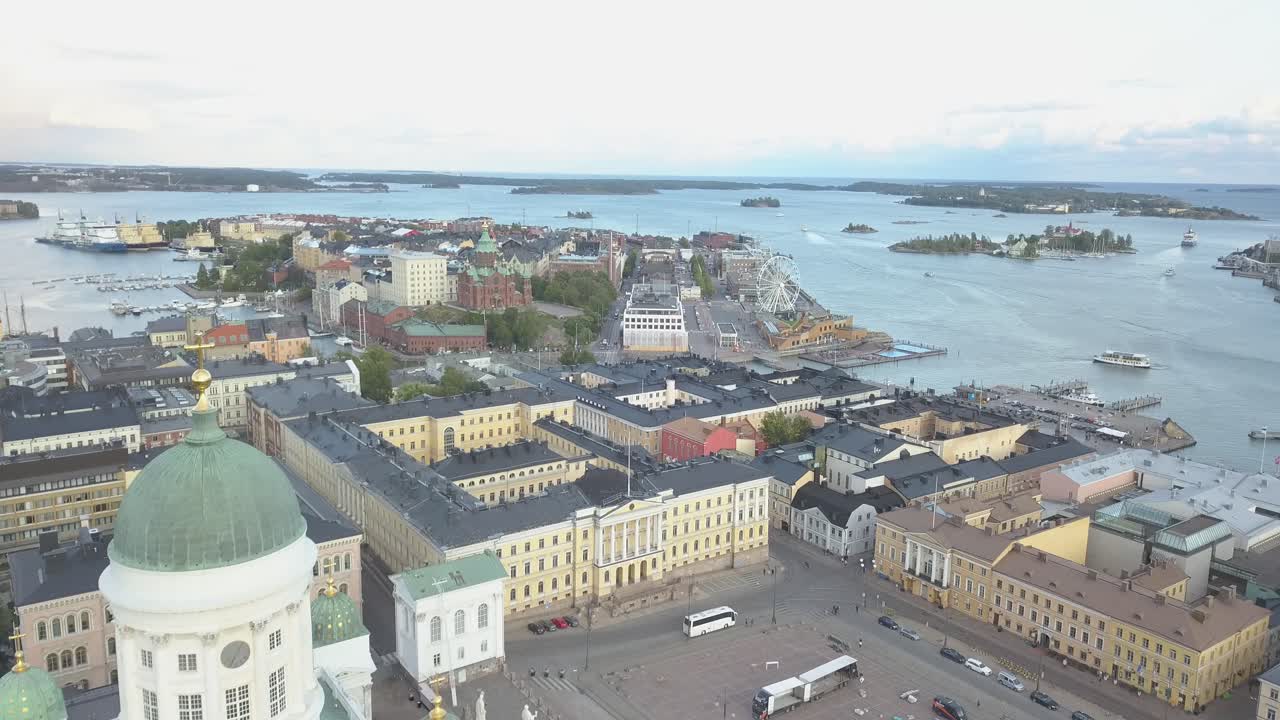 Helsinki the capital of Scandinavian State Finland 4k drone footage