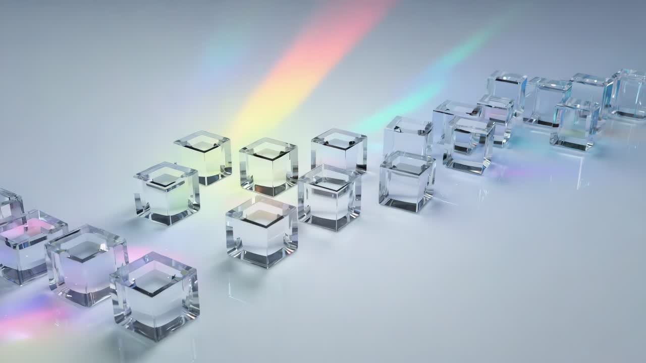 Abstract arrangement of glass cubes