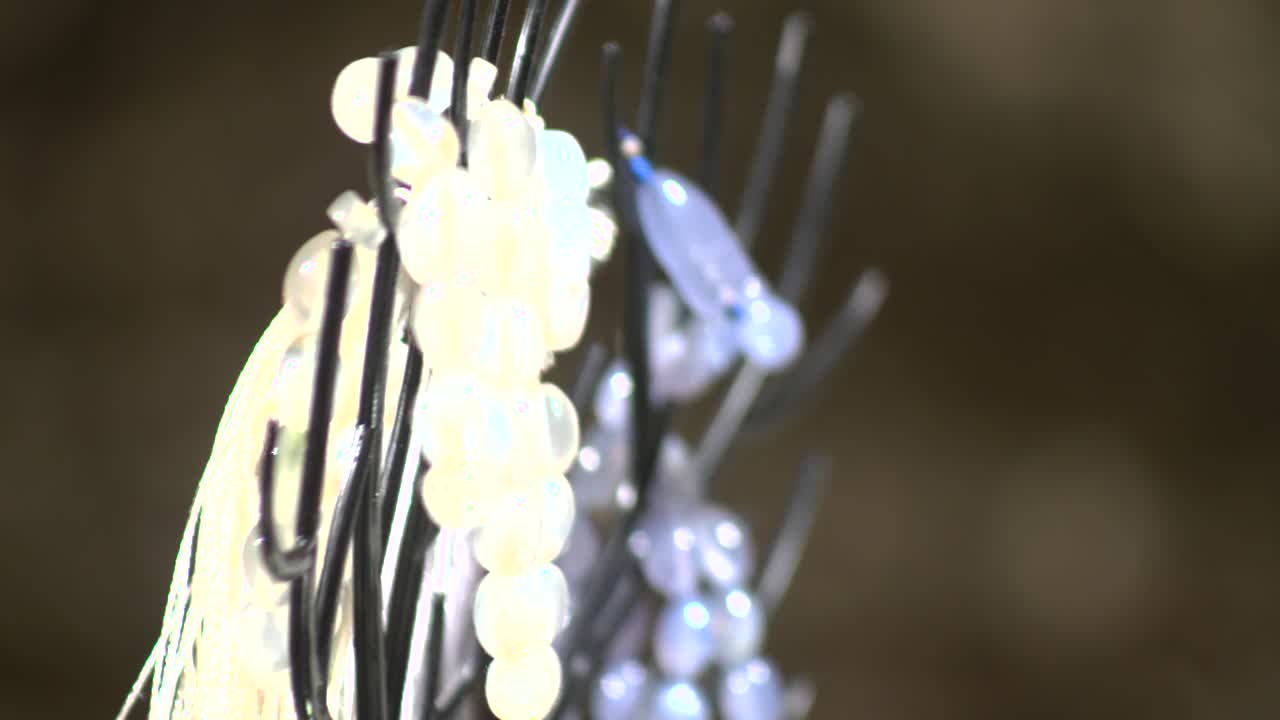 파란색과 색 로자리 보석은 회전 테이블에서 빠른 움직임을 표시합니다.