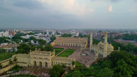 Husainabad-Clock-Tower-and-Bada-Imambara-India-Architecture-view-from-drone