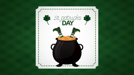 st patricks day animated card with treasure cauldron