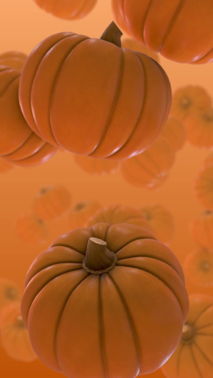 Floating Orange Pumpkins on a Gradient Background