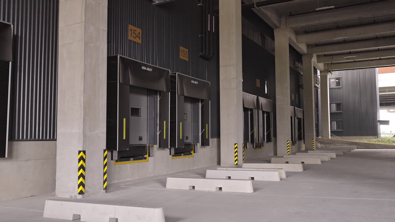 Loading Bays at New Distribution Warehouse. 4K 50fps