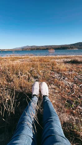 relaxing by the lake