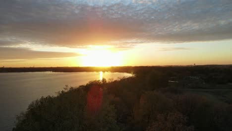 sunset over lake in minnesota