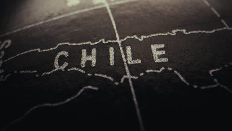 close-up of chile on a vintage globe