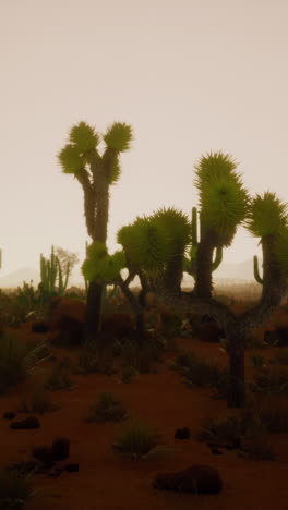 el paisaje del desierto de joshua tree al atardecer