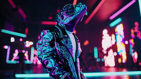 lizard in cyberpunk fashion