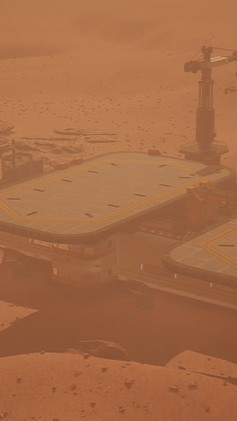 una base futurista de marte con una grúa