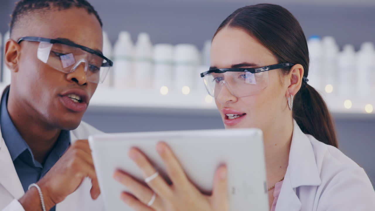 Coworking, tablet and science