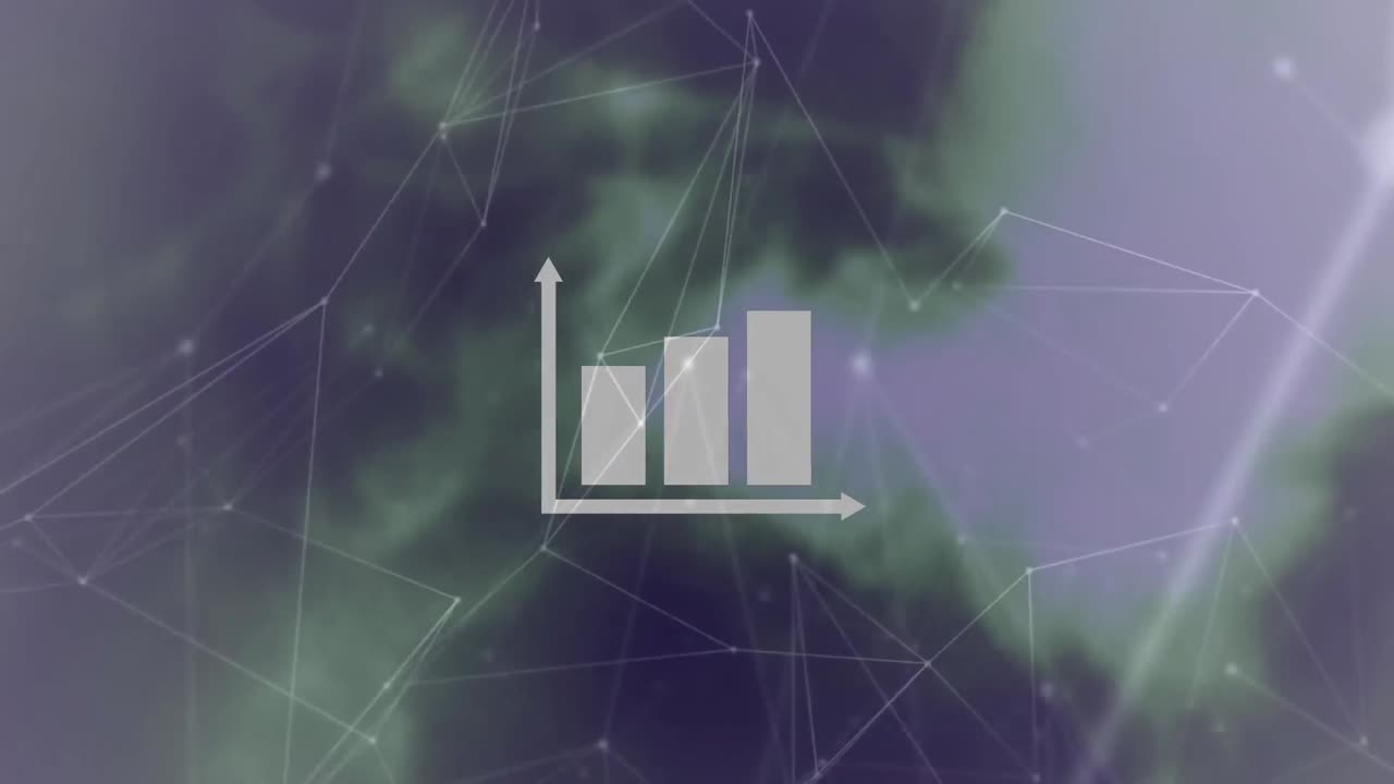 animación de redes de conexiones sobre estadística en fondo oscuro