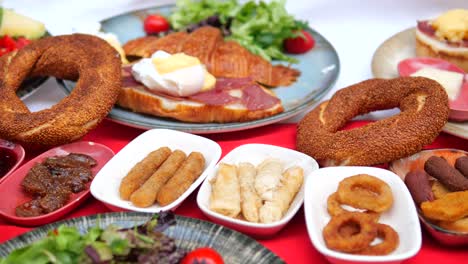 turkish breakfast buffet with assorted foods