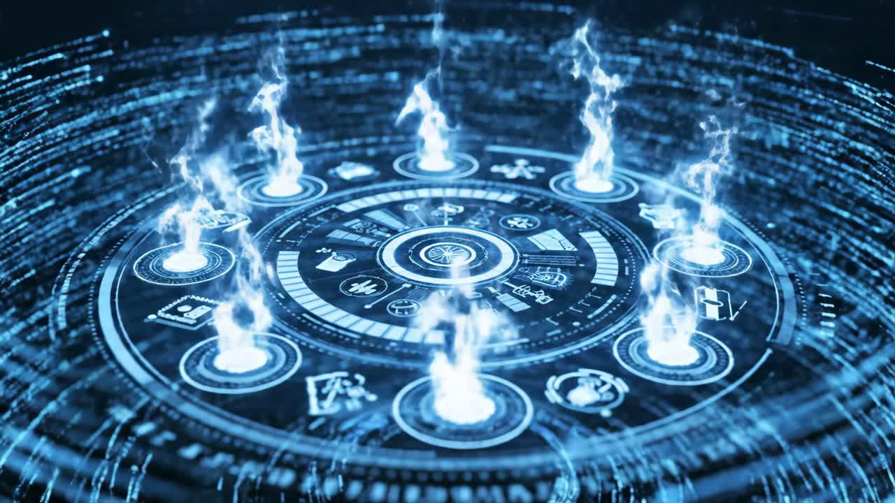 Futuristic Technology Circle with Glowing Energy