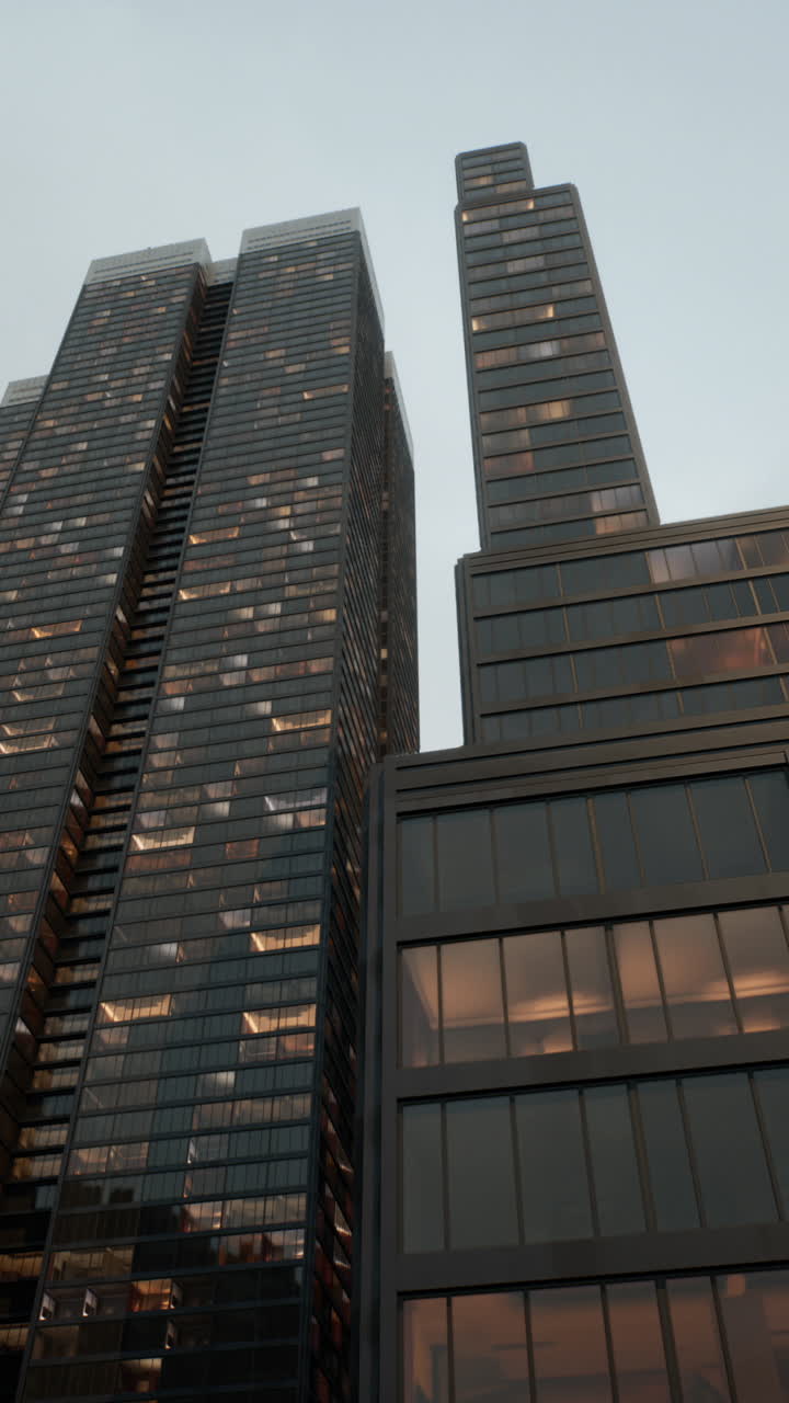 impresionantes rascacielos al anochecer