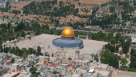 al aqsa cúpula dorada de la roca y el muro occidental (kotel), aérea