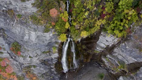 aerial birds eye view of bridal veil falls waterfall provo canyon utah