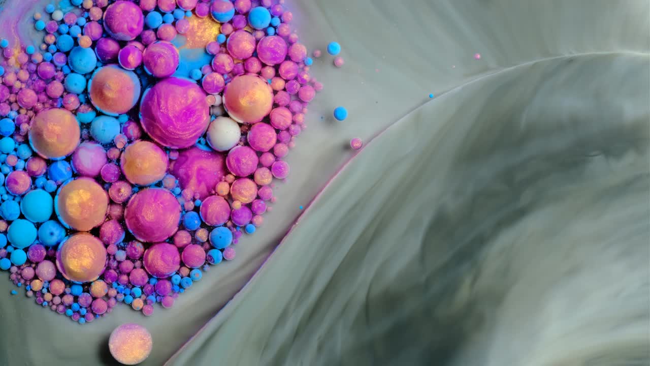 다채로운 페인트와 거품 추상적인 배경 4k 비디오