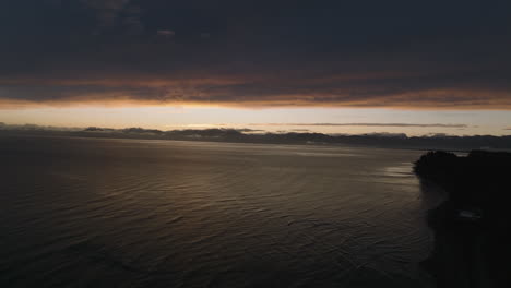 drone shot very early morning of the tasman coastline near nelson, new zealand