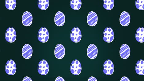 animación de cortar huevos digitales con múltiples patrones en la cáscara contra un fondo negro