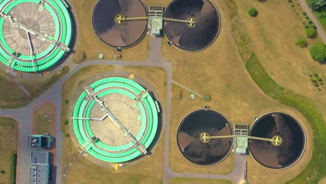 Aerial-view-of-modern-water-cleaning-facility-at-urban-wastewater-treatment-plant