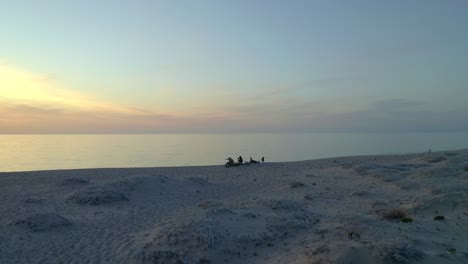 Couple-with-dog-spending-time-on-sandy-Li-Junchi-beach