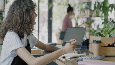 florist shop cashier working