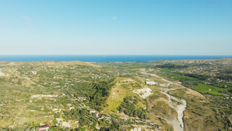 dry river among the hills of calabria, italy, aerial view