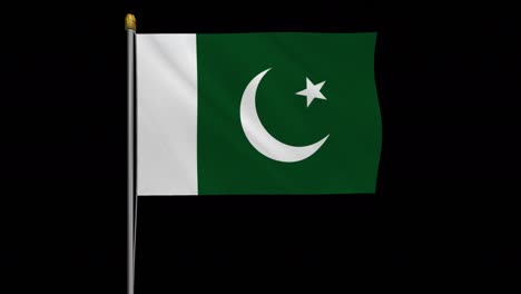 vídeo de bucle de la bandera de pakistán revoloteando en el viento, vídeo en cámara lenta de 4k, con canal alfa