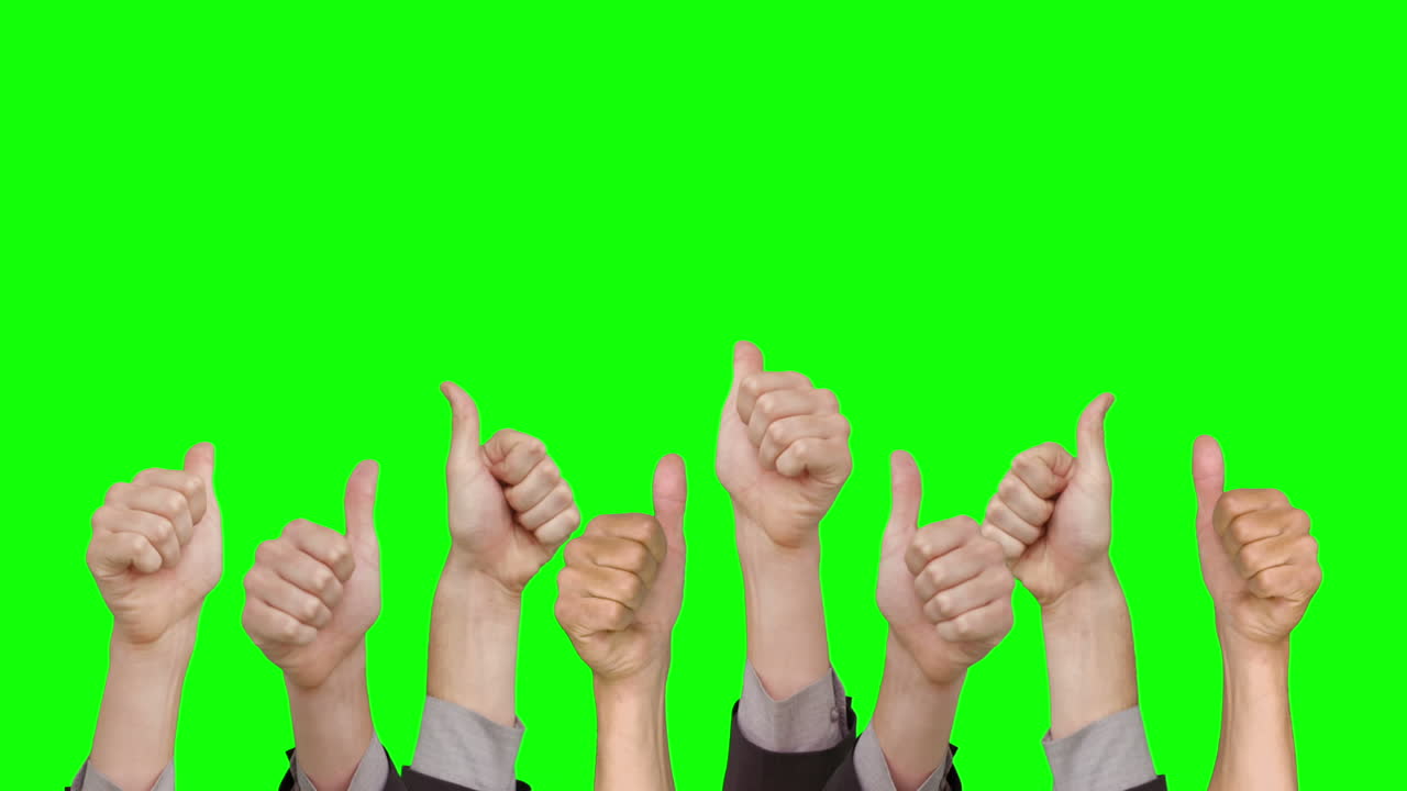 많은 손이 엄지손가락을 나타니다.