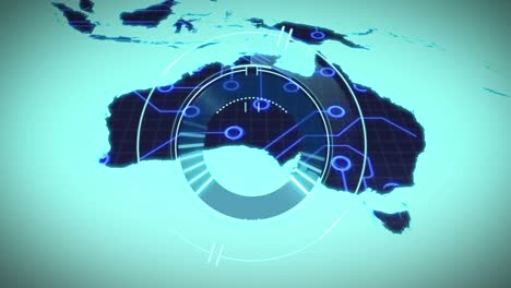 Animation-Des-Scope-Scannens-über-Der-Weltkarte-Auf-Blauem-Hintergrund