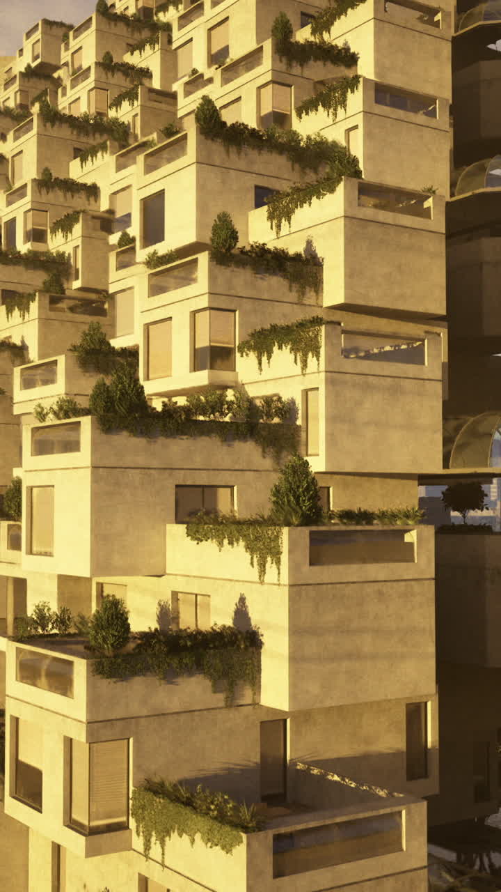 Modern architecture blends unique design with nature in urban spaces