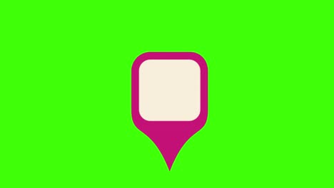 icono de habla en negrita rosada de forma cuadrada animada que aparece en una pantalla verde