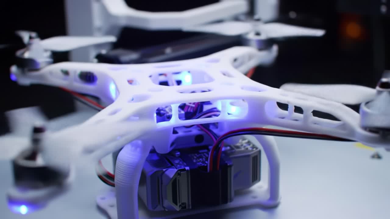 Exploring the Advanced Technology Behind a Sleek Drone Featuring Futuristic Design and Vibrant LED Lighting Enhancements for Enhanced Visibility and Performance