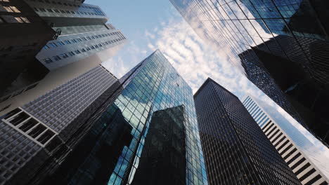 Typical-Skyscrapers-Of-Downtown-Manhattan-Lower-Angle-Shooting-With-Rotation